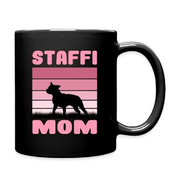 Staffordshire Bullterrier Mom Mama Mutter Hund - Tasse einfarbig - Schwarz - Rechts