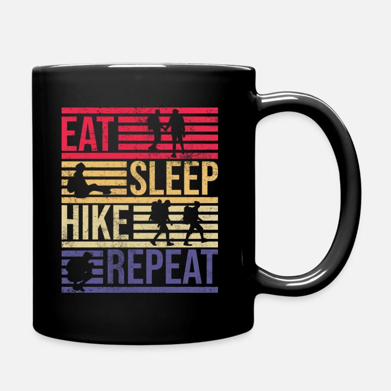 Eat Sleep Hike Repeat Vintage Retro - Mug uni - noir