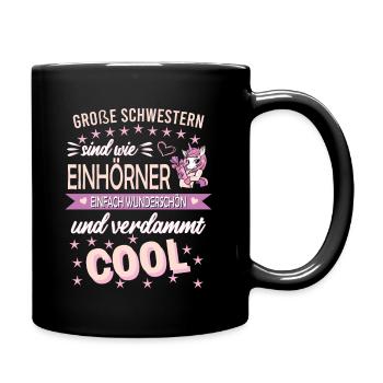 Große Schwester Überraschung Bruder Geschwister - Tasse einfarbig - Schwarz - Rechts