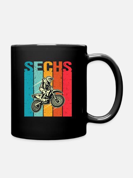 Kinder 6. Geburtstag Motocross Motorcross 6 Jahre - Tasse einfarbig - Schwarz