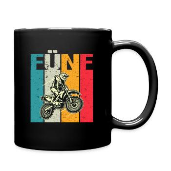 Kinder 5. Geburtstag Motocross Motorcross 5 Jahre - Tasse einfarbig - Schwarz - Rechts