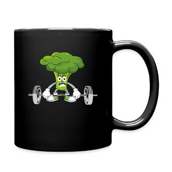 Broccoli dumbbell lift vegan muscles broccoli - Full Colour Mug - black - Right