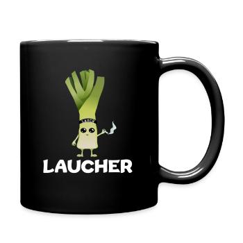 Lauch Laucher Raucher Rauch Kettenrauchen - Tasse einfarbig - Schwarz - Rechts