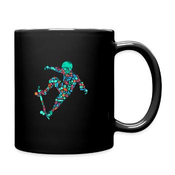 Skateboard Skate Stunt Motif for Boys and Kids - Full Colour Mug - black - Right