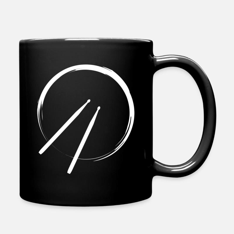 Drums, Trommel, Schlagzeug, Drumsticks - Full Colour Mug - black