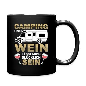 Camping Weinliebhaber Camper Wohnmobil Campen Wein - Tasse einfarbig - Schwarz - Rechts