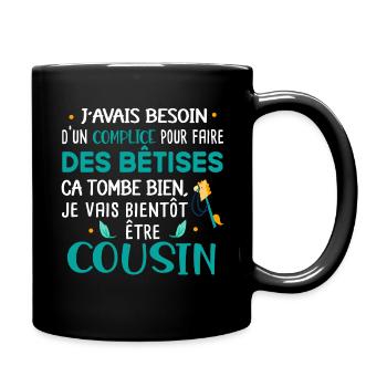 Futur cousin Cadeau naissance bébé Humour - Mug uni - noir - Droite