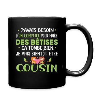 Futur cousin Cadeau naissance bébé Humour - Mug uni - noir - Droite