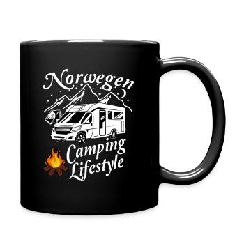 Norwegen Camping Lifestyle mit Wohnmobil im Urlaub - Tasse einfarbig - Schwarz - Rechts