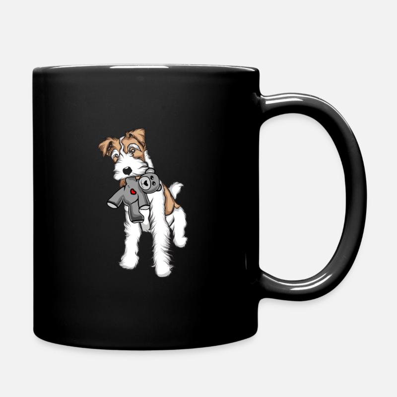 Foxterrier Drahthaar Kuscheltier T-Shirt - Tasse einfarbig - Schwarz