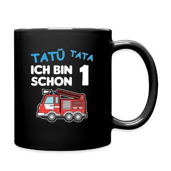 Ich bin schon 1 | 1. Geburtstag Feuerwehr Jungen - Tasse einfarbig - Schwarz - Rechts