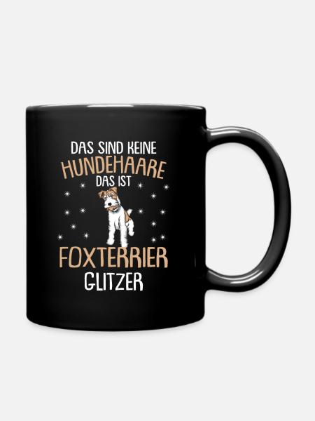 Foxterrier Glitzer Hundehaare | Foxterrier T-Shirt - Tasse einfarbig - Schwarz