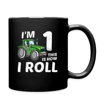 Je suis 1 an 1. Tracteur anniversaire tracteur - Mug uni - noir - Droite
