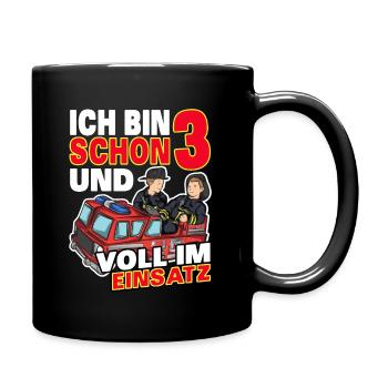 Ich bin schon 3 | 3. Geburtstag Feuerwehr Jungen - Tasse einfarbig - Schwarz - Rechts