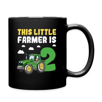 Out of the way I'm 2nd birthday tractor boy - Full Colour Mug - black - Right