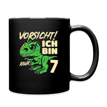 Roar Ich Bin 7 | 7. Geburtstag Jungen Dino - Tasse einfarbig - Schwarz - Rechts