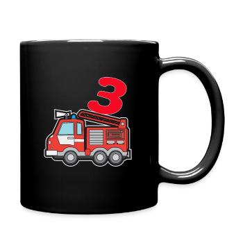 Ich bin schon 3 | 3. Geburtstag Feuerwehr Jungen - Tasse einfarbig - Schwarz - Rechts