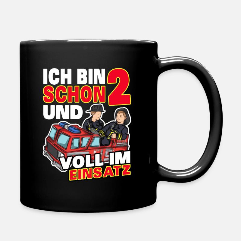 Ich bin schon 2 | 2. Geburtstag Feuerwehr Jungen - Tasse einfarbig - Schwarz
