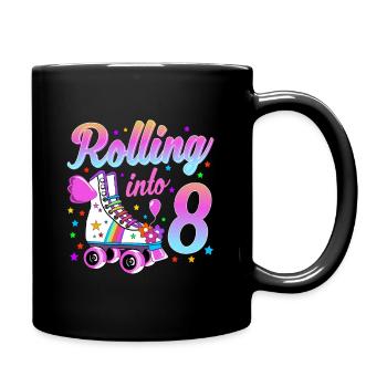 Children's Birthday Shirt 8th Birthday Roller Skates - Full Colour Mug - black - Right
