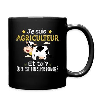 Agriculteur agriculture ferme paysan vache - Mug uni - noir - Droite