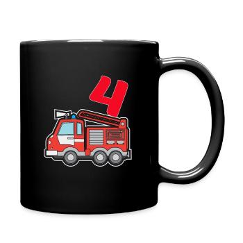 Ich bin schon 4 | 4. Geburtstag Feuerwehr Jungen - Tasse einfarbig - Schwarz - Rechts