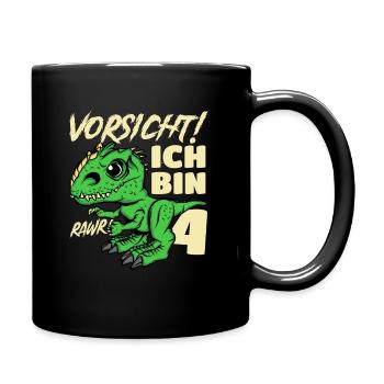 Roar Ich Bin 4 | 4. Geburtstag Jungen Dino - Tasse einfarbig - Schwarz - Rechts