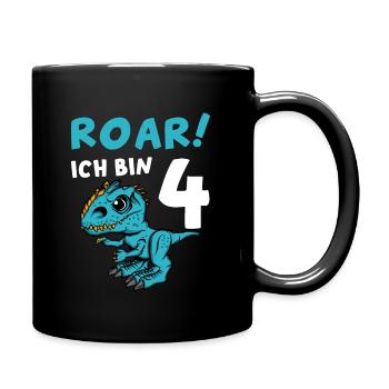 Roar Ich Bin 4 | 4. Geburtstag Jungen Dino - Tasse einfarbig - Schwarz - Rechts
