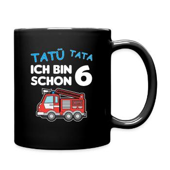 Ich bin schon 6 | 6. Geburtstag Feuerwehr Jungen - Tasse einfarbig - Schwarz - Rechts