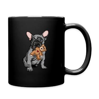 French Bulldog Kuscheltier - Tasse einfarbig - Schwarz - Rechts