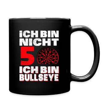 Ich Bin Nicht 50 Ich Bin Bullseye | Herren Dart - Tasse einfarbig - Schwarz - Rechts