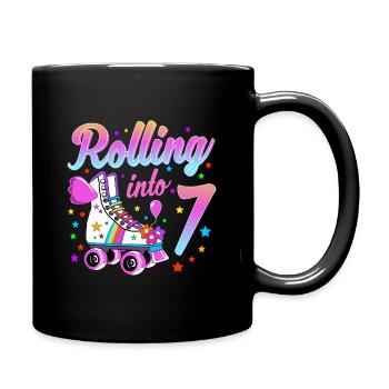 Kinder Geburtstagsshirt 7. Geburtstag Rollschuhe - Tasse einfarbig - Schwarz - Rechts