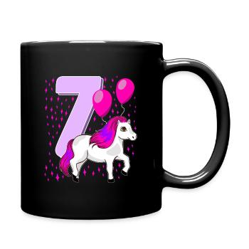 Children's Birthday Shirt 7th Birthday Horses - Full Colour Mug - black - Right