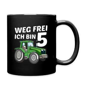 Ich bin 5 Jahre 5 . Traktor Geburtstag Trecker - Tasse einfarbig - Schwarz - Rechts