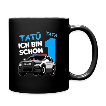 Ich bin schon 1 | 1. Geburtstag Polizei Jungen - Tasse einfarbig - Schwarz - Rechts