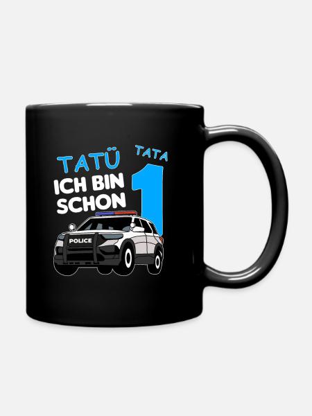 Ich bin schon 1 | 1. Geburtstag Polizei Jungen - Tasse einfarbig - Schwarz