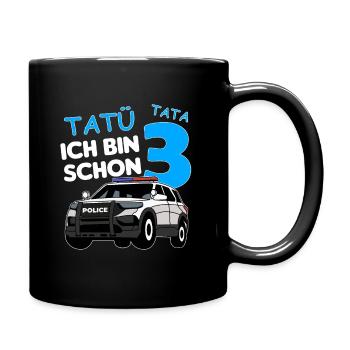 Ich bin schon 3 | 3. Geburtstag Polizei Jungen - Tasse einfarbig - Schwarz - Rechts