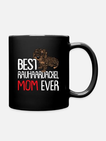 Dackel Dog Mom Frauchen Rauhaardackel - Tasse einfarbig - Schwarz