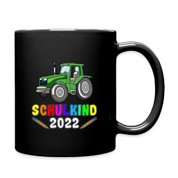 Schulkind 2022 | Traktor Schulkind - Tasse einfarbig - Schwarz - Rechts