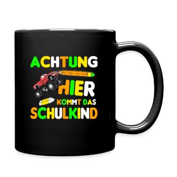 Endlich Schulkind 2022 | Monster Truck Schulkind - Tasse einfarbig - Schwarz - Rechts