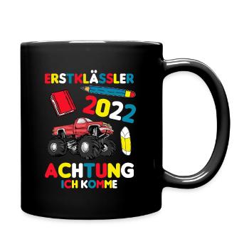 Erstklässler 2022 | Monster Truck Schulkind - Tasse einfarbig - Schwarz - Rechts
