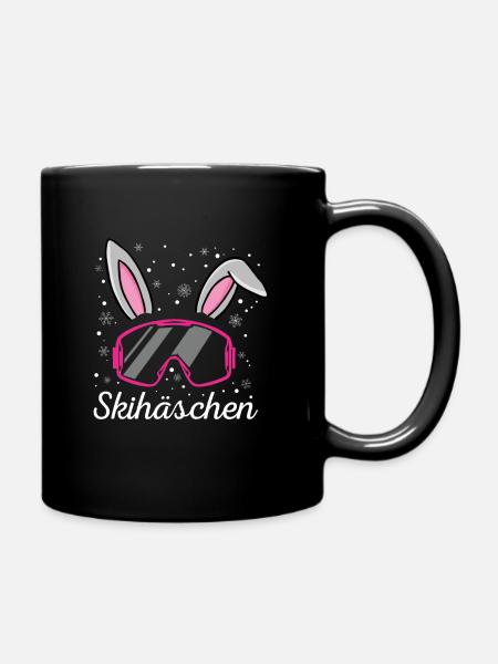 Skihäschen Ski Design Skifahrer und Wintersport - Tasse einfarbig - Schwarz