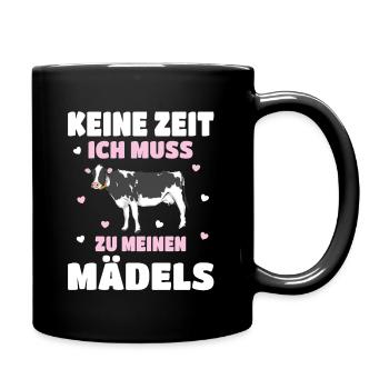 Landwirt Bauer Stall Kühe | Kuh - Tasse einfarbig - Schwarz - Rechts