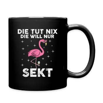 Mädelsabend Saufen Partyliebhaber Flamingo - Tasse einfarbig - Schwarz - Rechts