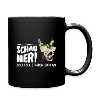 Esel Bauernhof Bauer Farmer - Tasse einfarbig - Schwarz - Rechts