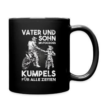 Vater Sohn Motocross Partnerlook - Tasse einfarbig - Schwarz - Rechts