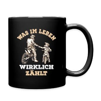 Vater Sohn Motocross Partnerlook - Tasse einfarbig - Schwarz - Rechts