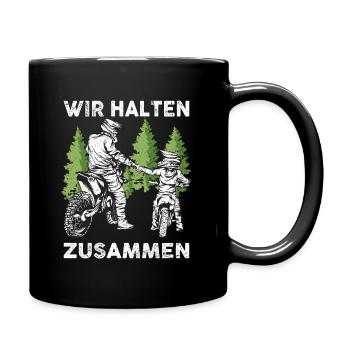 Vater Sohn Motocross Partnerlook - Tasse einfarbig - Schwarz - Rechts