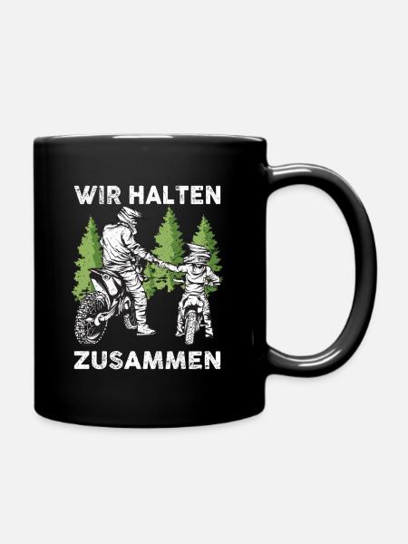 Vater Sohn Motocross Partnerlook - Tasse einfarbig - Schwarz