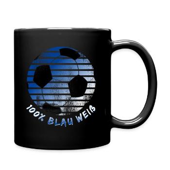 Blau Weiß Fußball - Tasse einfarbig - Schwarz - Rechts