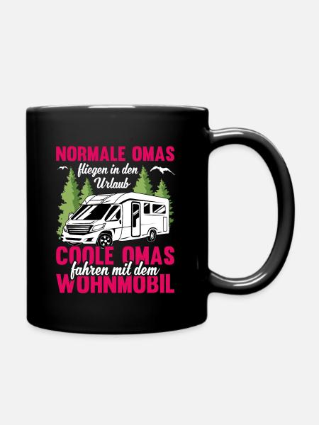 Camping Oma - Tasse einfarbig - Schwarz